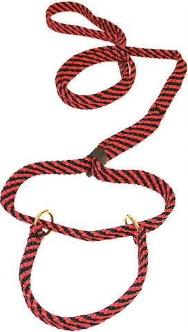 Lone Wolf 1/4" Flat Braid Martingale Style Slip Lead / Kennel Lead