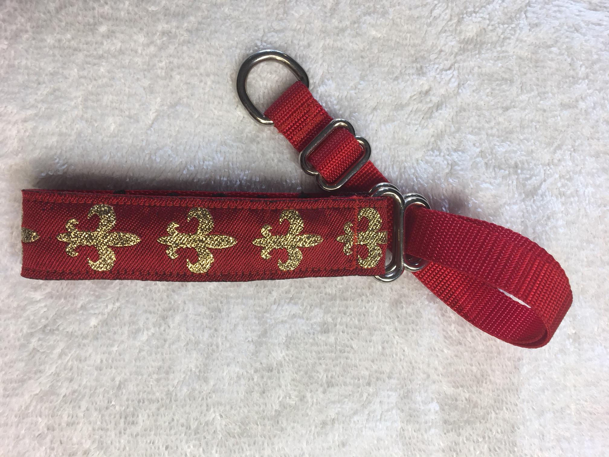 Secret Powers 1 Micro Training Collar Red Gold Fleur de Lis