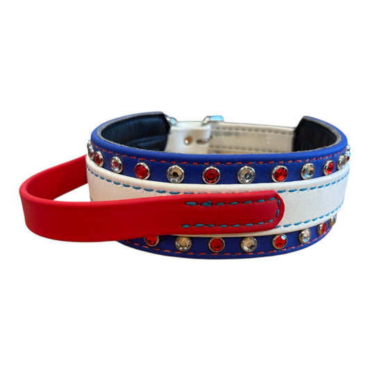 IN STOCK - Mega HANDLE Collar -White / Royal Blue