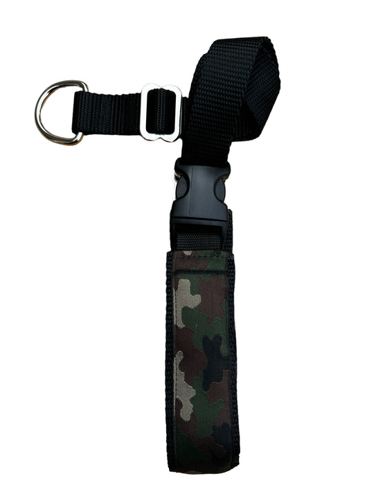 A Secret Powers Training Collar with Quick Release Snap - Green Camo on Black