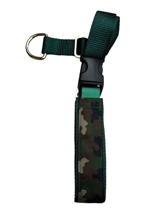 A Secret Powers Training Collar with Quick Release Snap - Green Camo on Green