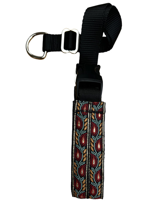 A Secret Powers Training Collar with Quick Release Snap - Teal Mosaic on Black