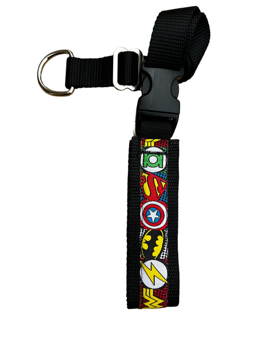 A Secret Powers Training Collar with Quick Release Snap - Super Heroes, Black