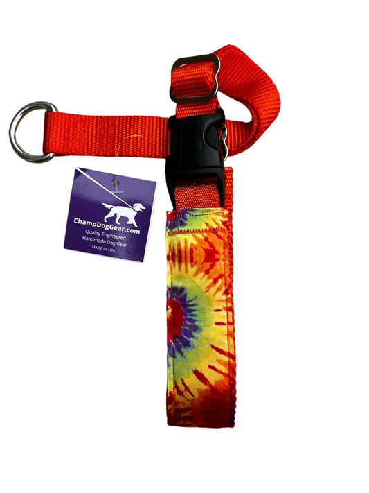A Secret Powers Training Collar with Quick Release Snap - Tie Die on Orange