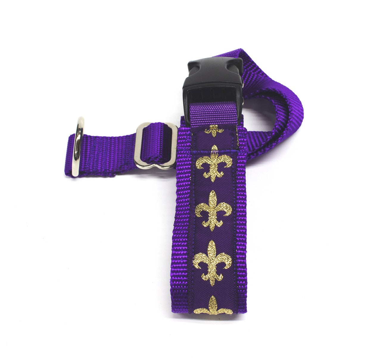 Secret Powers Micro 1" Training Collar - Purple/Gold Fleur De Lis