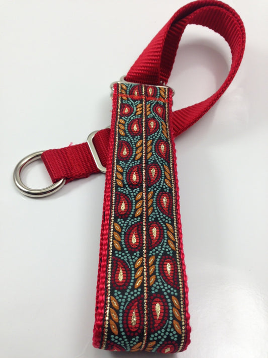 Secret Powers Training Collar - Teal Mosaic On Red